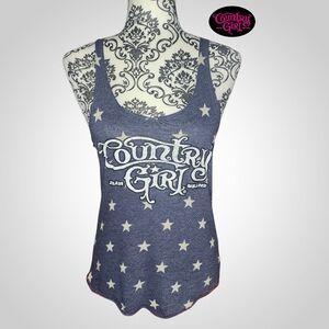 COUNTRY GIRLS Blue Star Print Tank Top - Small